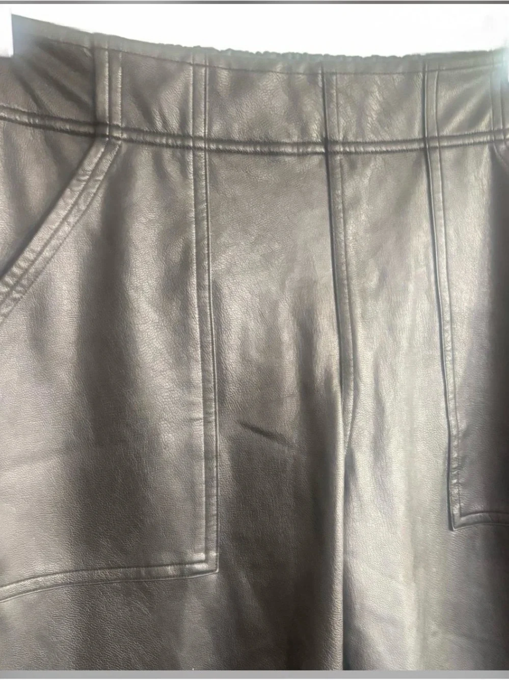 Assets By Spanx Charcoal Faux Leather Skinny Joggers